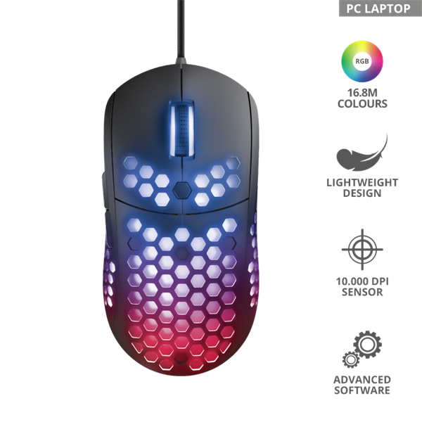 TRUST Gaming Vezetékes könnyű RGB egér 23758 (GXT 960 Graphin Ultra-lightweight Gaming Mouse)