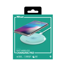 TRUST Gyors vezeték nélküli töltő 23865 (Qylo Fast Wireless Charging Pad 7.5/10W - turquoise)