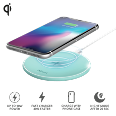 TRUST Gyors vezeték nélküli töltő 23865 (Qylo Fast Wireless Charging Pad 7.5/10W - turquoise)