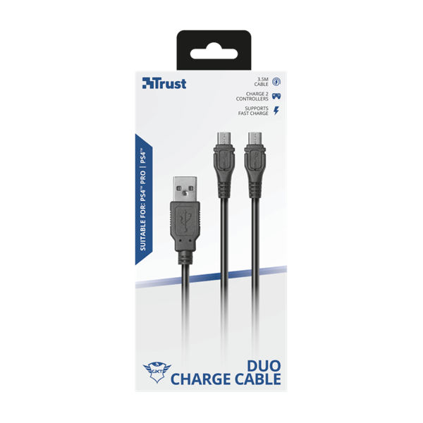 TRUST Kettős, töltő és játékhoz használható kábel 20165 (GXT 222 Duo Charge & Play Cable for PS4)