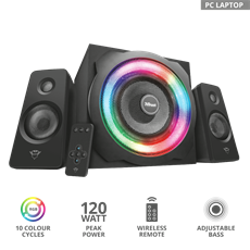 TRUST RGB-megvilágítású 2.1 hangszórókészlet 22944 (GXT 629 Tytan RGB Illuminated 2.1 Speaker Set)