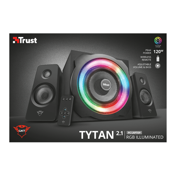 TRUST RGB-megvilágítású 2.1 hangszórókészlet 22944 (GXT 629 Tytan RGB Illuminated 2.1 Speaker Set)