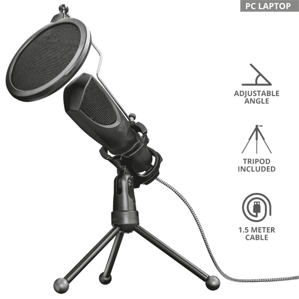 TRUST USB streamelő mikrofon 22656 (GXT 232 Mantis USB Streaming Microphone)