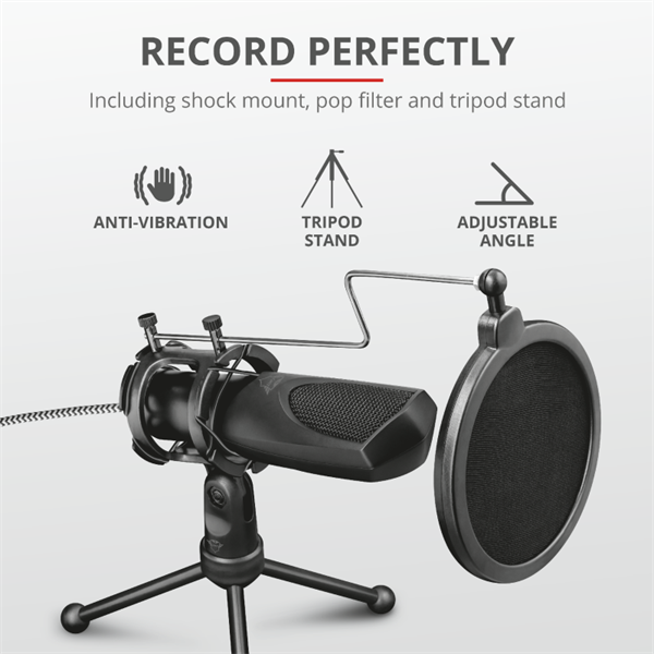 TRUST USB streamelő mikrofon 22656 (GXT 232 Mantis USB Streaming Microphone)
