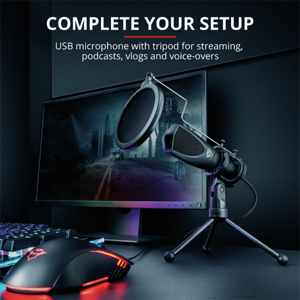 TRUST USB streamelő mikrofon 22656 (GXT 232 Mantis USB Streaming Microphone)