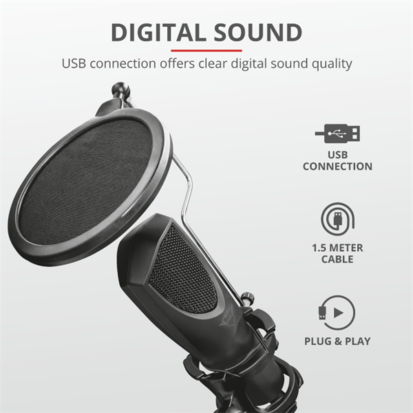 TRUST USB streamelő mikrofon 22656 (GXT 232 Mantis USB Streaming Microphone)