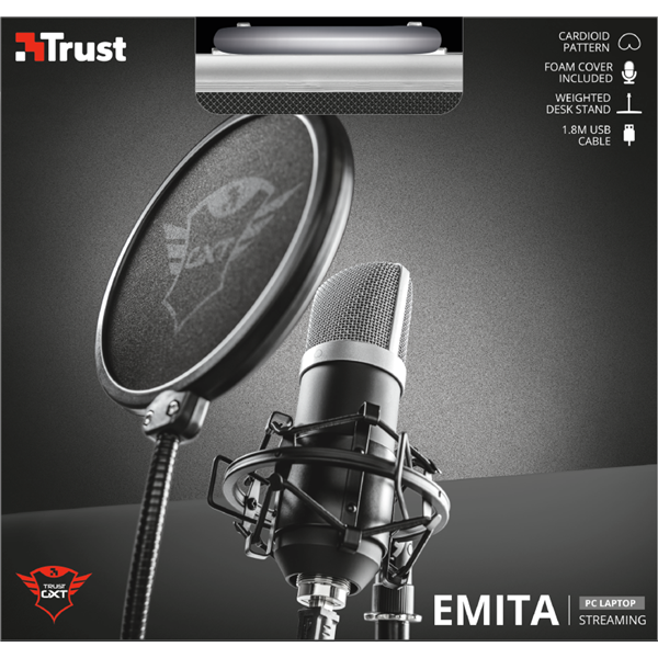 TRUST USB stúdiómikrofon 21753 (GXT 252 Emita Streaming Microphone)