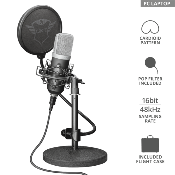 TRUST USB stúdiómikrofon 21753 (GXT 252 Emita Streaming Microphone)