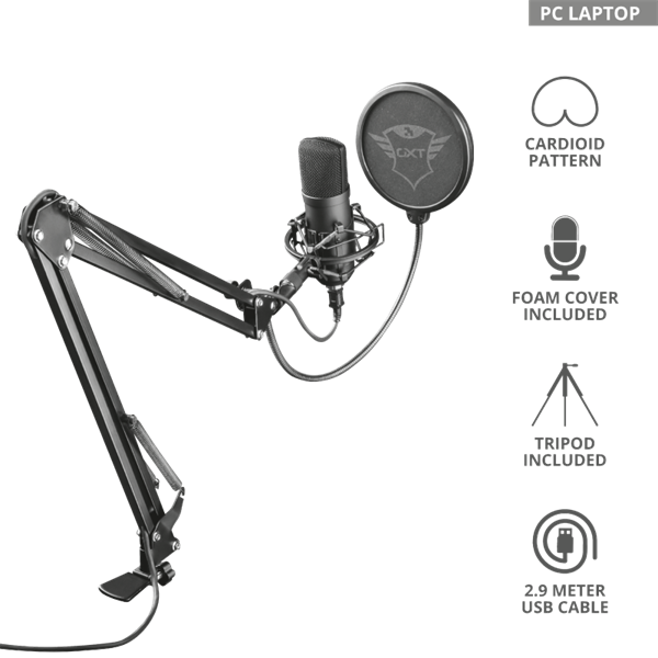 TRUST Mikrofon streameléshez 22400 (GXT 252+ Emita Plus Streaming Microphone)