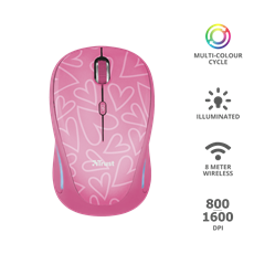 TRUST Vezeték nélküli egér 22336 (Yvi FX Wireless Mouse - pink)