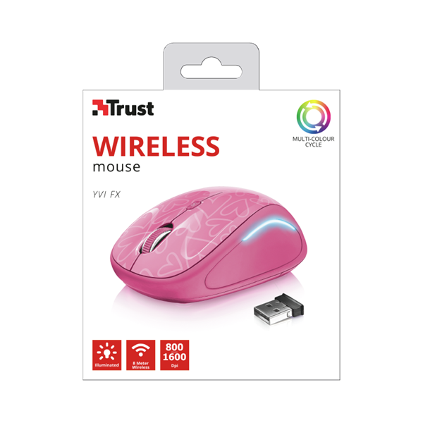 TRUST Vezeték nélküli egér 22336 (Yvi FX Wireless Mouse - pink)