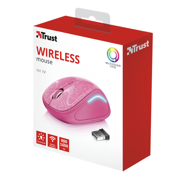 TRUST Vezeték nélküli egér 22336 (Yvi FX Wireless Mouse - pink)