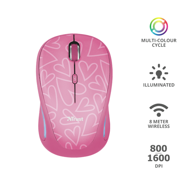 TRUST Vezeték nélküli egér 22336 (Yvi FX Wireless Mouse - pink)