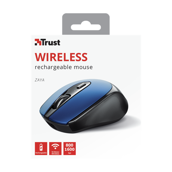 TRUST Vezeték nélküli tölthető egér 24018 ( Zaya Rechargeable Wireless Mouse - blue)