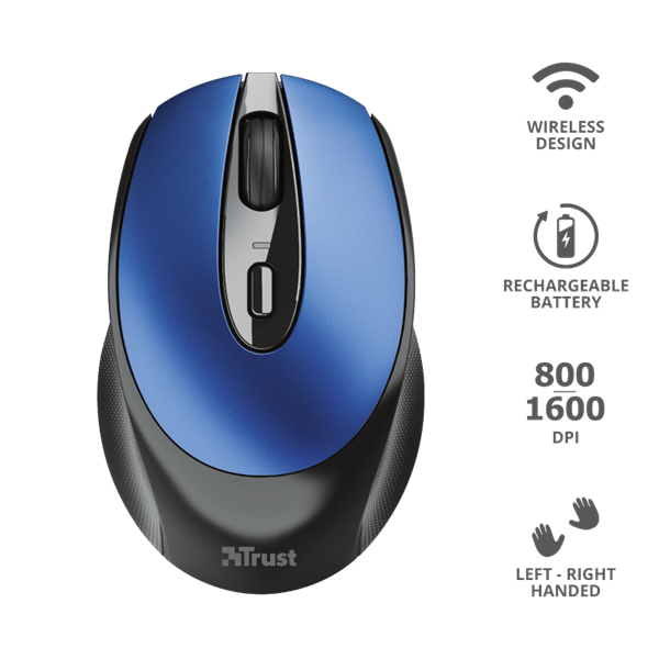 TRUST Vezeték nélküli tölthető egér 24018 ( Zaya Rechargeable Wireless Mouse - blue)