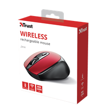 TRUST Vezeték nélküli tölthető egér 24019 (Zaya Rechargeable Wireless Mouse - red)