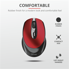 TRUST Vezeték nélküli tölthető egér 24019 (Zaya Rechargeable Wireless Mouse - red)