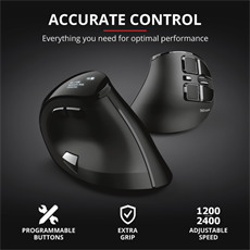 TRUST Vezeték nélküli tölthető ergonomikus egér 23731 (Voxx Rechargeable Ergonomic Wireless Mouse)