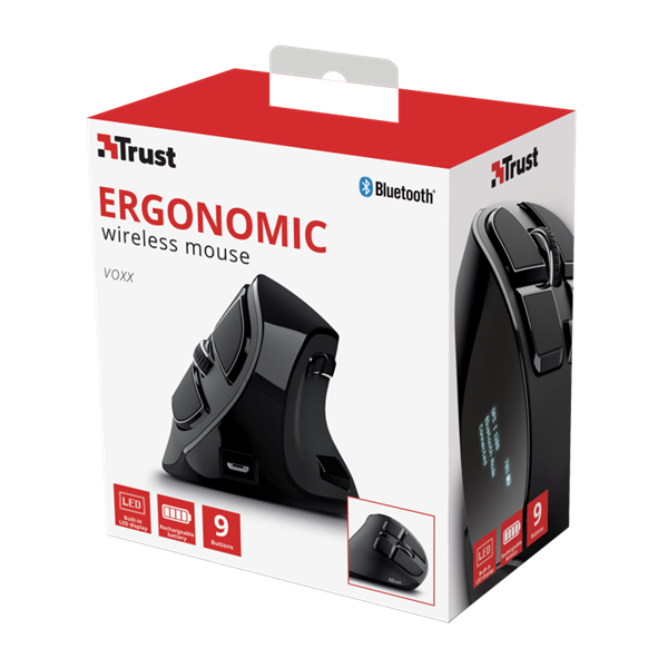 TRUST Vezeték nélküli tölthető ergonomikus egér 23731 (Voxx Rechargeable Ergonomic Wireless Mouse)