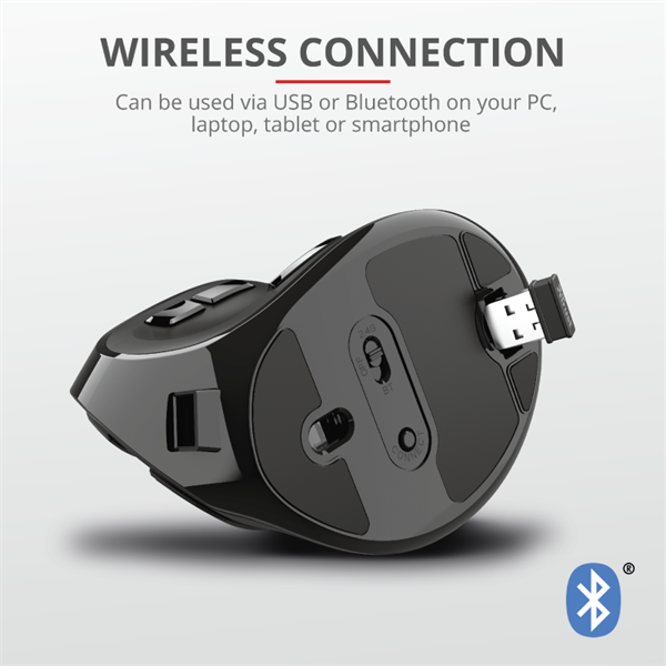 TRUST Vezeték nélküli tölthető ergonomikus egér 23731 (Voxx Rechargeable Ergonomic Wireless Mouse)