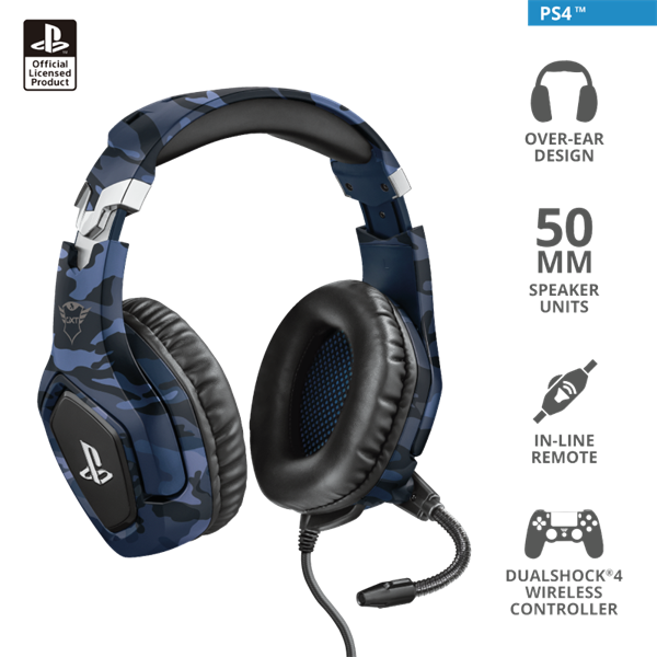 TRUST Gaming mikrofonos fejhallgató PS4™-hez 23532 (GXT 488 Forze-B PS4 Gaming Headset PlayStation® - blue)