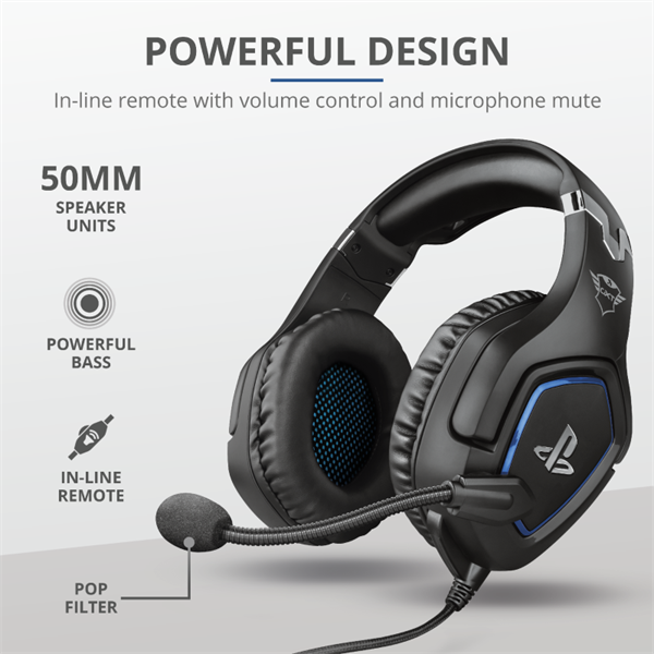 TRUST Mikrofonos fejhallgató PS4™-hez 23530, GXT 488 Forze PS4 Gaming Headset PlayStation® official licensed product