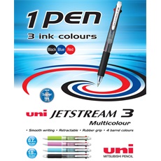 UNI SXE-3400 Jetstream 3 Multicolour Retractable Rollerball Pen - Blue