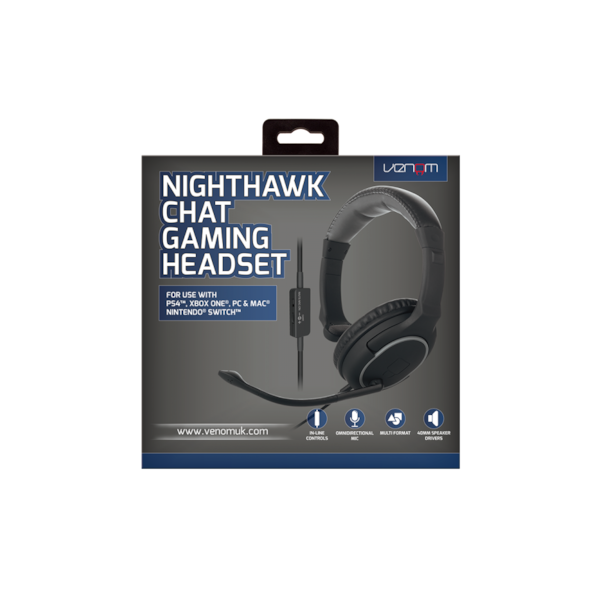 VENOM Fejhallgató Nighthawk Gaming Mono Mikrofon Fekete, VS2865