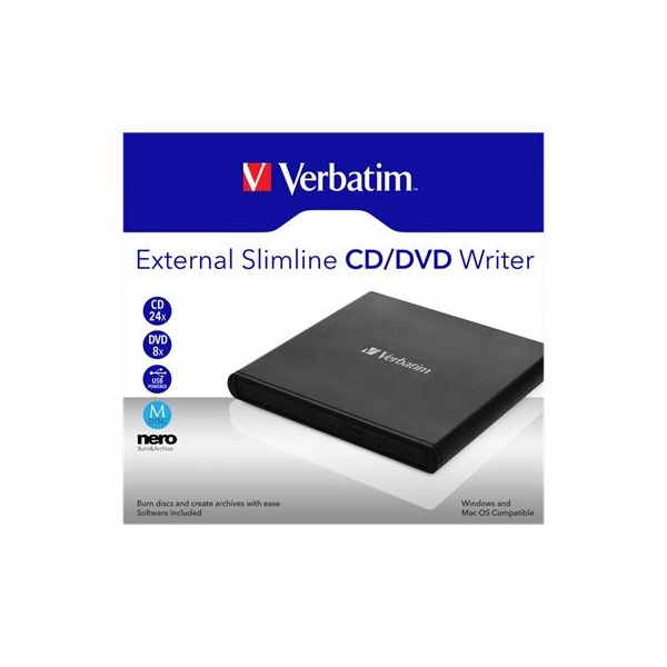 VERBATIM CD/DVD író, USB 2.0, külső,