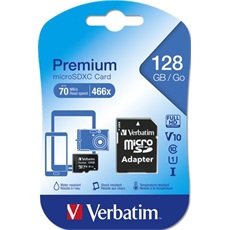VERBATIM Memóriakártya, Micro SDXC, 128GB, Class 10, adapterrel