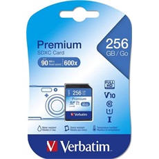 VERBATIM Memóriakártya, microSDXC, 256GB CL10/U1, 90/10 MB/s, adapter, "Premium"