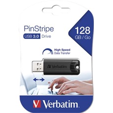 VERBATIM Pendrive, 128GB, USB 3.0,  "Pinstripe", fekete