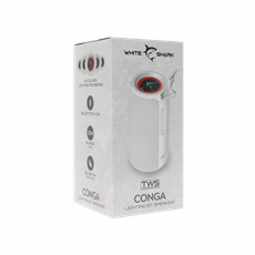 White Shark CONGA Bluetooth Hangszóró, 10 W, BT 5.0, Fehér