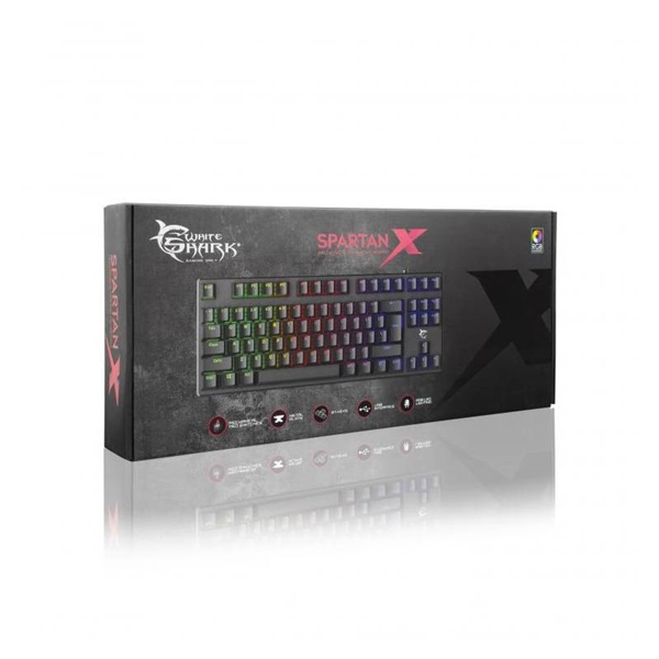 White Shark SPARTAN-X mechanikus (red switch) gamer billentyűzet (angol)