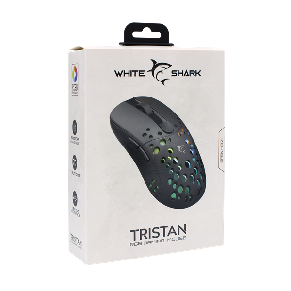 WHITE SHARK TRISTAN GM-9004 gamer egér, 7D, fekete, 12000 dpi, RGB