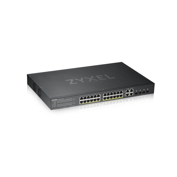 ZYXEL Switch 24x Gigabit + 4x Gigabit Combo (RJ45/SFP) hybird mode, standalone vagy NebulaFlexSmart Menedzselhető (375W)