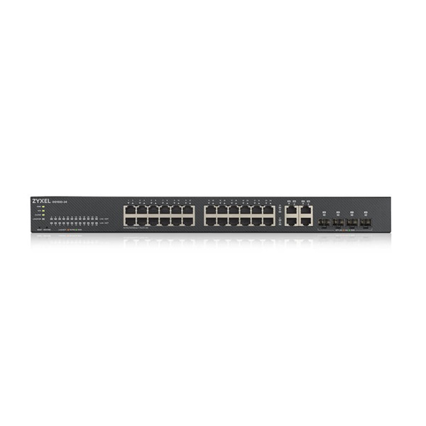 ZYXEL Switch 24x1000Mbps + 4xGigabit kombó SFP+, Fémházas Menedzselhető, Rackes (24xGbE port), GS1920-24V2-EU0101F