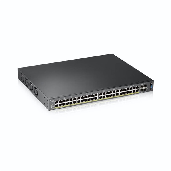 ZYXEL Switch 48x1000Mbps + 4x10GbE SFP+ port L2+ Menedzselhető (48 port PoE 375watt)