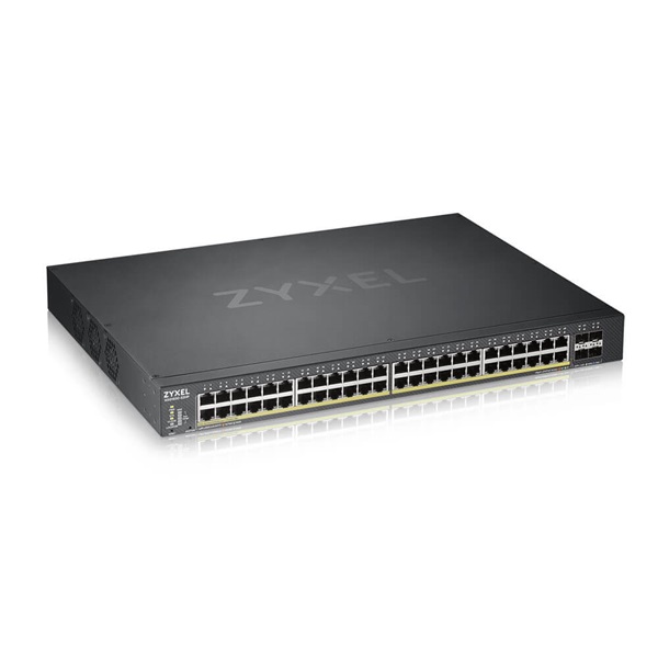 ZYXEL Switch 48x Gigabit POE + 4x 10G SFP+ hybird mode, standalone or NebulaFlex Cloudt Menedzselhető (375W POE)