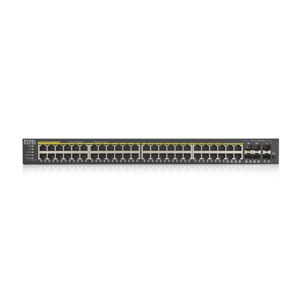 ZYXEL Switch 44x1000Mbps (44xPOE) + 4xGigabit kombó SFP+ 2xGigabit SFP, Fémházas Menedzselhető (48GbE POE port), GS1920-