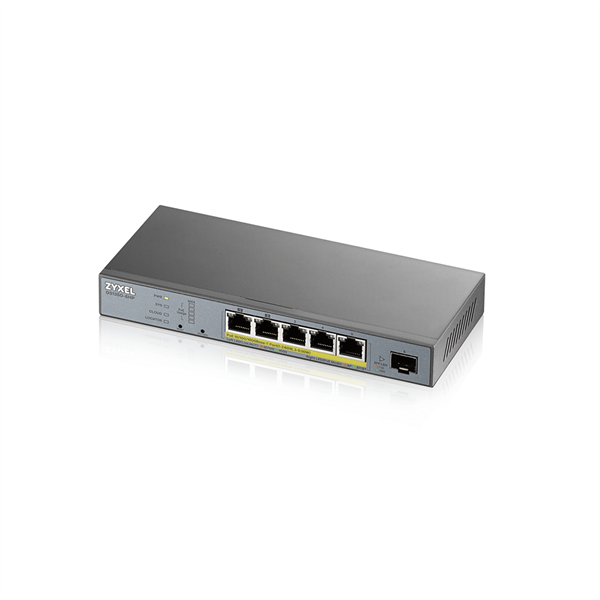 ZYXEL Switch GS1350-6HP, 6 Port managed CCTV PoE, long range, 60W, 802.3BT