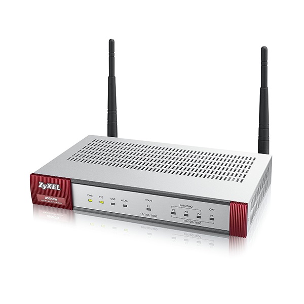 ZYXEL Wireless Tűzfal 1 x WAN (1000Mbps), 3 x LAN/DMZ (1000Mbps), 1 x LAN (1000Mbps), 1 x USB, 802.11b/g/n
