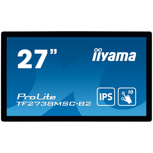 IIYAMA 16/7 touch IPS monitor 27" TF2738MSC-B2, 1920x1080, 16:9, 500cd/m2, 5ms, DVI/HDMI/DP/HDCP, Pivot, hangszóró
