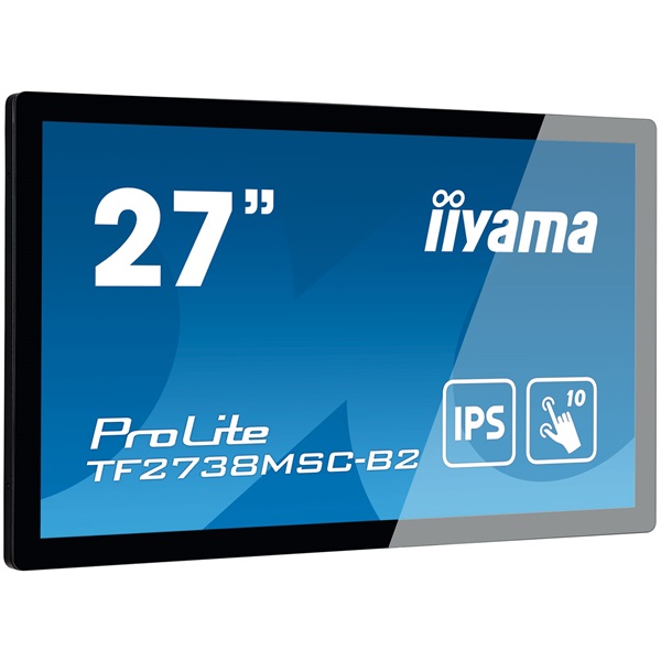 IIYAMA 16/7 touch IPS monitor 27" TF2738MSC-B2, 1920x1080, 16:9, 500cd/m2, 5ms, DVI/HDMI/DP/HDCP, Pivot, hangszóró