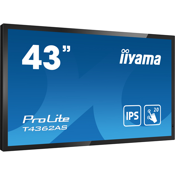 iiyama 24/7 interaktív kijelző, 42,5", 3840x2160, 16:9, 500cd, 8ms, 1200:1, HDMI/USB/Ethernet, T4362AS