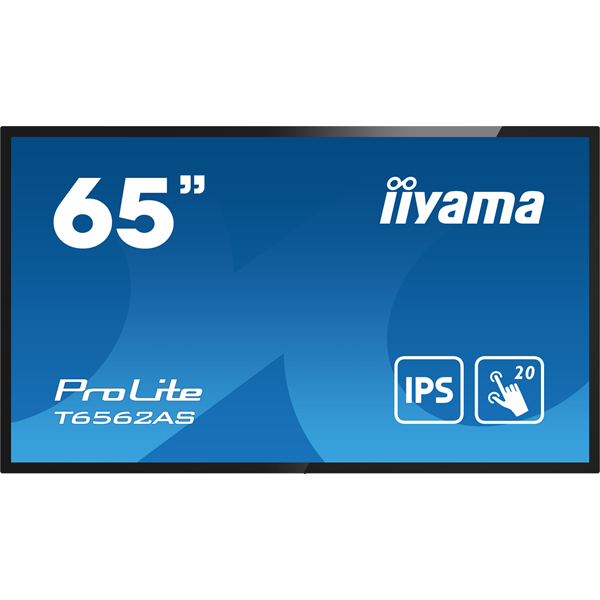 iiyama 24/7 interaktív kijelző, 64,5", 3840x2160, 16:9, 500cd, 8ms, 1200:1, HDMI/USB/Ethernet, T6562AS