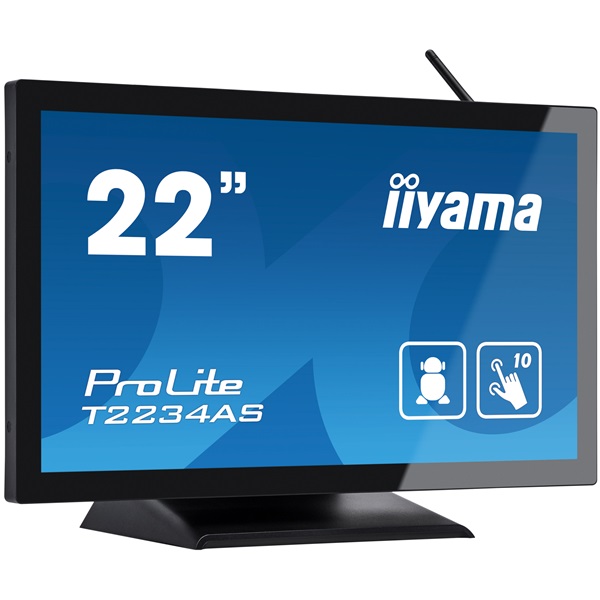 iiyama 24/7 touch monitor, 21,5", 1920x1080, 16:9, 305cd, 8ms,/HDMI/Ethernet, android, 2GB/16GB, T2234AS