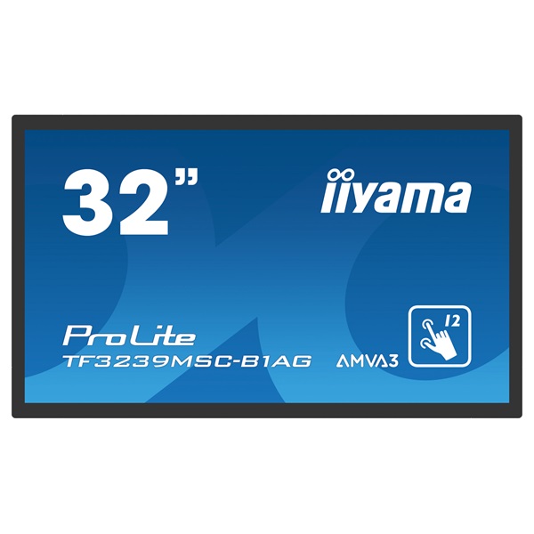 iiyama 24/7 interaktív kijelző, 31,5", 1920x1080, 16:9, 500cd, 8ms, 3000:1,VGA/HDMI/DP, TF3239MSC, fekete