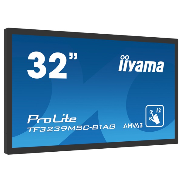 iiyama 24/7 interaktív kijelző, 31,5", 1920x1080, 16:9, 500cd, 8ms, 3000:1,VGA/HDMI/DP, TF3239MSC, fekete