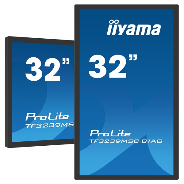 iiyama 24/7 interaktív kijelző, 31,5", 1920x1080, 16:9, 500cd, 8ms, 3000:1,VGA/HDMI/DP, TF3239MSC, fekete